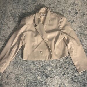 Steve Madden Cream Cropped Double-Breasted Blazer